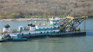 Orion King Fisher Dredging Boat in Galveston Channel (4K)