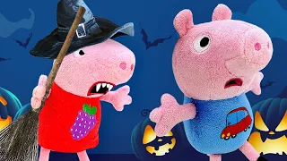 Spielspaß mit Peppa Wutz. Peppa und Schorsch machen Halloween Kostüme. Spielzeug Video für Kinder