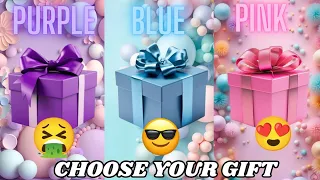 Choose Your Gift 🤩💖🤮|| 3 Gift Box Challenge || Purple, Blue & Pink #pickonekickone #giftboxchallenge
