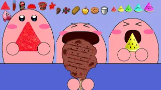 Kirby Animation - Eating Minecraft Food, Spicy Red Food, Rainbow Watermelon Mukbang Complete Edition