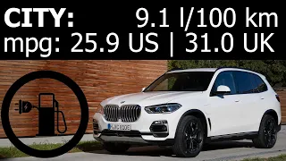 BMW X5 xDrive45e: city fuel consumption (economy) with empty batteries at start test mpg :: 1001cars