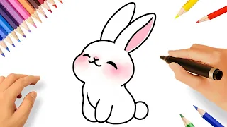 HOW TO DRAW A CUTE RABBIT EASY 🐇