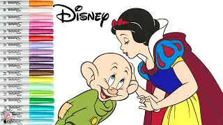 Disney Princess Snow White and the Seven Dwarfs Dopey and Grumpy Coloring Book Page