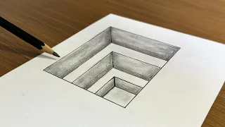 How To Draw 3D on paper | Trick Art | Draw 3D​ hole rectangular