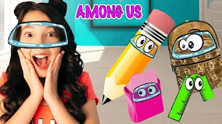 O QUE SOBROU DO MEU MATERIAL ESCOLAR (Among Us) | Luluca Games