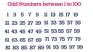 Odd numbers 1 to 100 | Learn odd numbers | List of 0dd numbers from 1-100 #oddnumbers