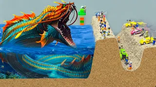Strongest & Biggest Eel Monster Battle With Lego Army Causing Tsunamis, Floods | Sea Monster Attack