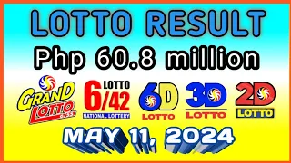 Lotto Result MAY 11, 2024 9:00PM Saturday [Php 60.8 million] #PCSO