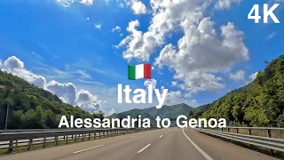 Driving 4K | Italy - Alessandria to Genoa | Scenic Road Trip | Driving Sounds Sleep&Study ASMR