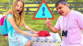 Nastya and safety rules from her dad