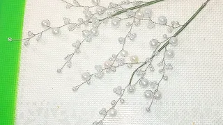 ДЕКОРАТИВНЫЕ ЖЕМЧУЖНЫЕ ВЕТОЧКИ (СЛОЖНЫЕ) из бисера МК от Koshka2015-цветы из бисера, бисероплетение