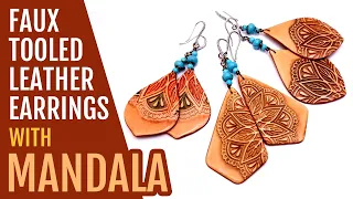 Polymer Clay Earrings: Mimicking Tooled Leather with a Twist. How to make. Polymer clay tutorial