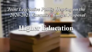 Joint Legislative Public Hearing on 2020-2021 Executive Budget Proposal: Higher Education