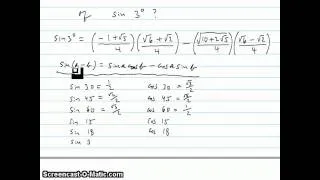 Calculating the exact value of sin 3