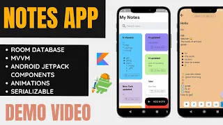 Notes app using MVVM & Room database | Part - 1 | Demo Video | Single activity application