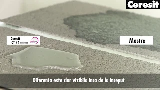 Test 2: Ceresit CT 74 tencuiala siliconica vs mostra tencuiala obisnuita