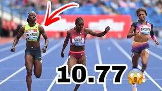 Shericka Jackson 10.77 sec 😱 to defeat Elaine Thompson Herah