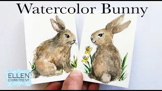 EASY Watercolor Bunny Painting/ Mini Monday Madness/Easter Card ideas