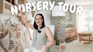 Nursery before and after floral and feminine | Baby girl nursery transformation and tour