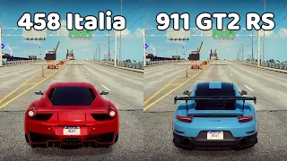 NFS Heat: Ferrari 458 Italia vs Porsche 911 GT2 RS - Drag Race