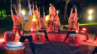 Scotland's Mugen Taiko Dojo drumming display team at Perth's Chinese New Year Celebrations in 2020