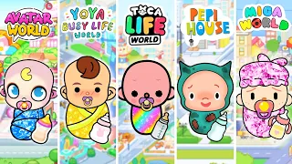 BABY TRIPLETS in Toca Boca vs Avatar World vs Miga World vs Pepi House vs Yoya World👶🍼