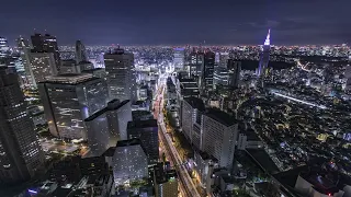 Tokyo Skyline at Night HD Time Lapse with Relaxing Lo-Fi Ambient Music 1 Hour Loop