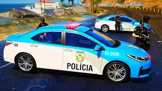 VIATURA DA PMERJ CAPOTA DURANTE PERSEGUIÇÃO A CARRO ROUBADO | GTA 5 POLICIAL