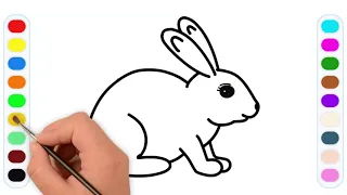 Cute Rabbit Drawing for Kids, Color & Paint Bunny for Toddlers | Easy Step by Step Art #5