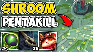 I COVERED THE MAP WITH TEEMO SHROOMS AND GOT A PENTAKILL! (4 CLOUD DRAKES) - League of Legends