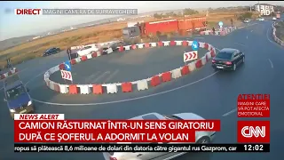 Accident rutier la Iaşi! Un TIR s-a răsturnat, după ce șoferul a adormit la volan