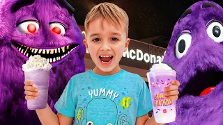 Ryan's World and Vlad and Niki Try Grimace Shake Challenge in Real Life