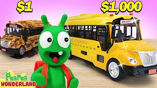 Pea Pea And The 1$ vs 1000$ School Bus Challenge !