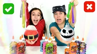 COLORINDO ENFEITE COM 3 CORES DE SLIME ★ Desafio de Natal com a mamãe, Cola Glitter e muita diversão