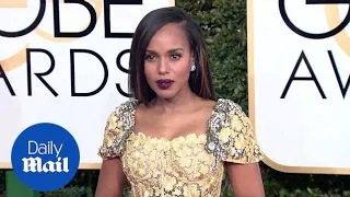 Kerry Washington in scandalous gold at the 2017 Golden Globes - Daily Mail