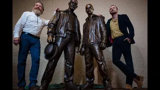 A pair of statues immortalizing the characters played by Bryan Cranston and Aaron Paul in "Breaking