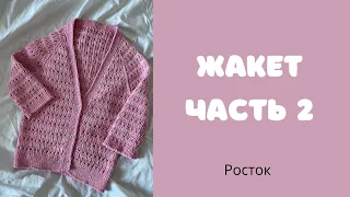 Мастер класс модная ажурная летная кофта, кардиган, жакет. Реглан сверху. Росток. Часть 2