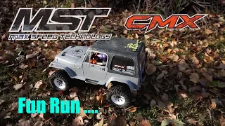 MST CMX with Jeep Wrangler --  behind the Crawler