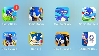 Sonic Racing,Sonic Runners,Go Sanic Goo,Sonic Dash,Olympic Games,Sonic Forces,Sonic Boom,Sonic Jump