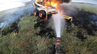 Skidsteer fire POV knockdown 6-13-23