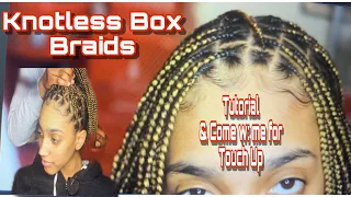 EASY KNOTLESS BOX BRAIDS TOUCH UP TUTORIAL | ft ShaddyBraids ( come w/ me to get my hair done!!)