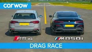 BMW M850i v Audi RS4 - DRAG RACE, ROLLING RACE & BRAKE TEST