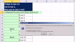 Excel 2010 Magic Trick 813: Compare Two Lists Extract Items In List 2 That Are Not In List 1