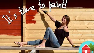 Painting Our Log Cabin All Red - So Pretty! Building A Swedish Tiny House (Ep.7)