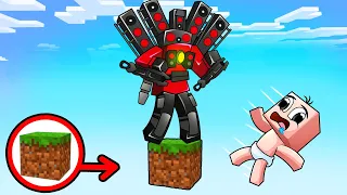 ¡ATRAPADO en un MINI BLOQUE con TITAN SPEAKERMAN! 😱🔊 BEBÉ NOOB pero es UN BLOQUE en MINECRAFT