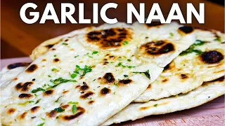 Easy Homemade Garlic Naan - Indian Flatbread in Cast Iron Skillet