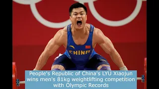 People's Republic of China's LYU Xiaojun wins men's 81kg weightlifting competition #lyuxiaojun