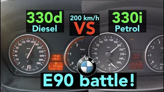 Acceleration Battle | BMW 330i vs 330d | E90 | 190 vs 170 kW