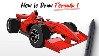 How to Draw a Formula 1 one (Race Car) Step By Step