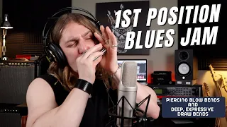 1st Position Blues Harmonica Jam in A